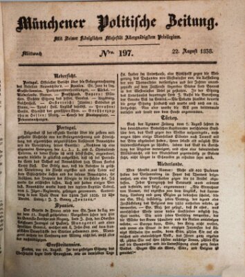 Münchener politische Zeitung (Süddeutsche Presse) Mittwoch 22. August 1838