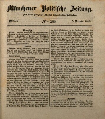 Münchener politische Zeitung (Süddeutsche Presse) Mittwoch 5. Dezember 1838