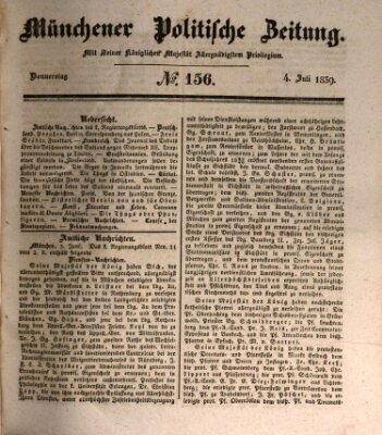 Münchener politische Zeitung (Süddeutsche Presse) Donnerstag 4. Juli 1839