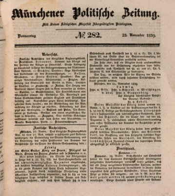 Münchener politische Zeitung (Süddeutsche Presse) Donnerstag 28. November 1839