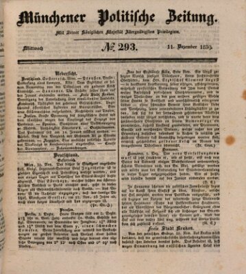 Münchener politische Zeitung (Süddeutsche Presse) Mittwoch 11. Dezember 1839