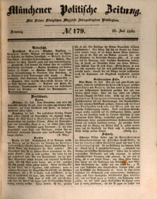 Münchener politische Zeitung (Süddeutsche Presse) Sonntag 26. Juli 1840