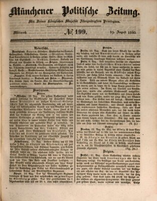 Münchener politische Zeitung (Süddeutsche Presse) Mittwoch 19. August 1840