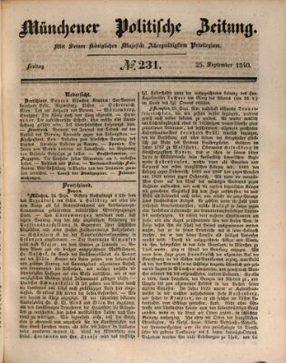 Münchener politische Zeitung (Süddeutsche Presse) Freitag 25. September 1840