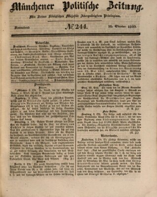 Münchener politische Zeitung (Süddeutsche Presse) Samstag 10. Oktober 1840