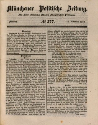 Münchener politische Zeitung (Süddeutsche Presse) Mittwoch 18. November 1840