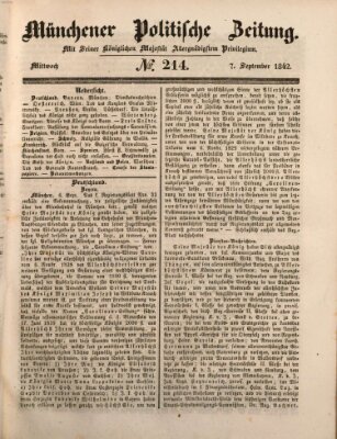 Münchener politische Zeitung (Süddeutsche Presse) Mittwoch 7. September 1842
