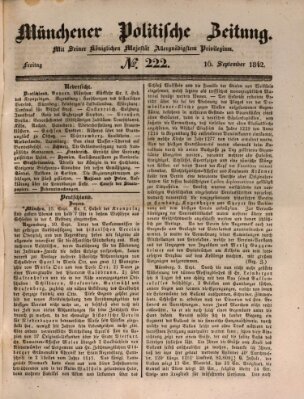 Münchener politische Zeitung (Süddeutsche Presse) Freitag 16. September 1842