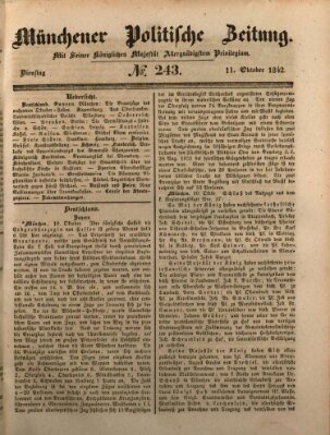 Münchener politische Zeitung (Süddeutsche Presse) Dienstag 11. Oktober 1842