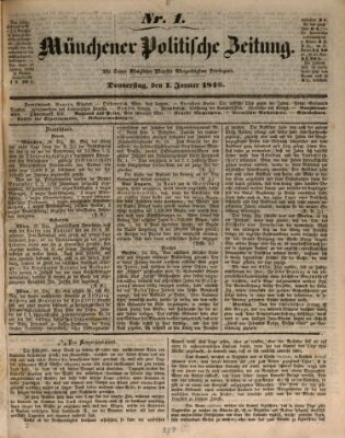 Münchener politische Zeitung (Süddeutsche Presse) Donnerstag 1. Januar 1846