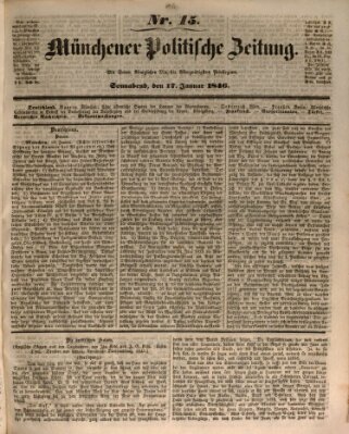 Münchener politische Zeitung (Süddeutsche Presse) Samstag 17. Januar 1846