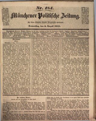 Münchener politische Zeitung (Süddeutsche Presse) Donnerstag 6. August 1846