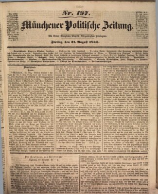 Münchener politische Zeitung (Süddeutsche Presse) Freitag 21. August 1846