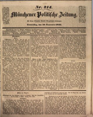 Münchener politische Zeitung (Süddeutsche Presse) Donnerstag 10. September 1846