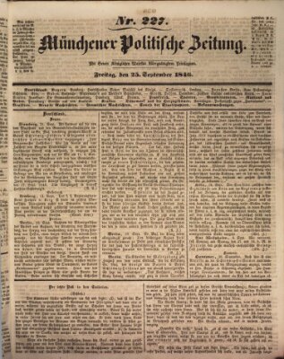 Münchener politische Zeitung (Süddeutsche Presse) Freitag 25. September 1846