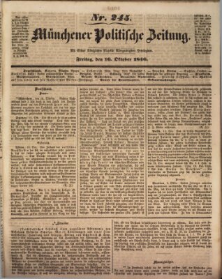 Münchener politische Zeitung (Süddeutsche Presse) Freitag 16. Oktober 1846