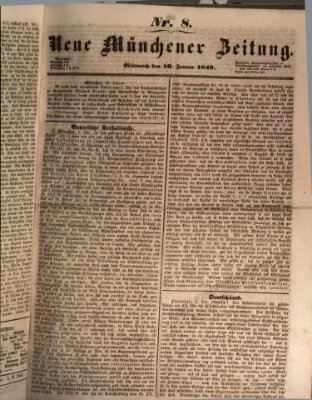Neue Münchener Zeitung (Süddeutsche Presse) Mittwoch 10. Januar 1849