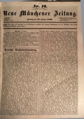 Neue Münchener Zeitung (Süddeutsche Presse) Freitag 19. Januar 1849