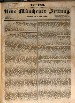 Neue Münchener Zeitung (Süddeutsche Presse) Sonntag 1. Juli 1849