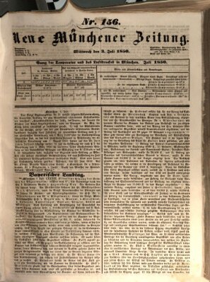 Neue Münchener Zeitung (Süddeutsche Presse) Mittwoch 3. Juli 1850