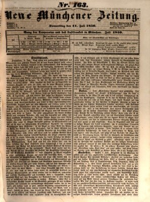 Neue Münchener Zeitung (Süddeutsche Presse) Donnerstag 11. Juli 1850