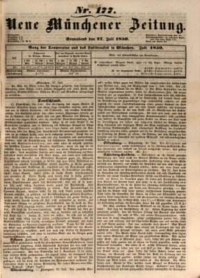 Neue Münchener Zeitung (Süddeutsche Presse) Samstag 27. Juli 1850