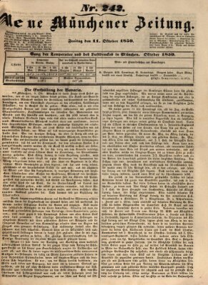 Neue Münchener Zeitung (Süddeutsche Presse) Freitag 11. Oktober 1850