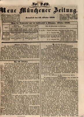 Neue Münchener Zeitung (Süddeutsche Presse) Samstag 19. Oktober 1850