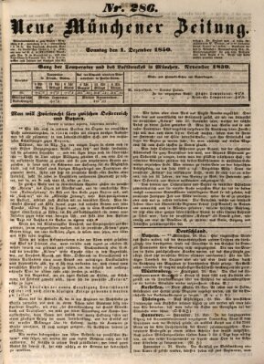 Neue Münchener Zeitung (Süddeutsche Presse) Sonntag 1. Dezember 1850