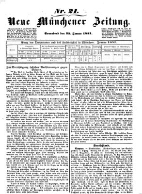 Neue Münchener Zeitung (Süddeutsche Presse) Samstag 25. Januar 1851