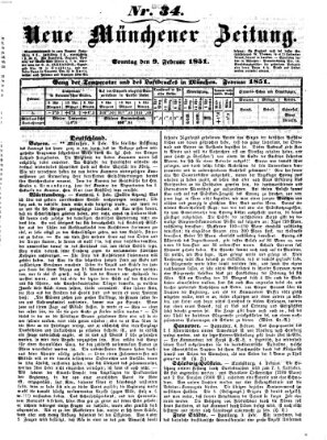 Neue Münchener Zeitung (Süddeutsche Presse) Sonntag 9. Februar 1851