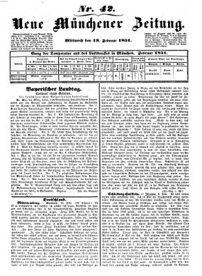 Neue Münchener Zeitung (Süddeutsche Presse) Mittwoch 19. Februar 1851