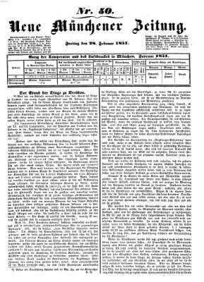 Neue Münchener Zeitung (Süddeutsche Presse) Freitag 28. Februar 1851