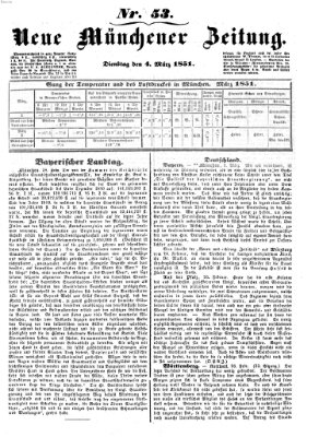 Neue Münchener Zeitung (Süddeutsche Presse) Dienstag 4. März 1851