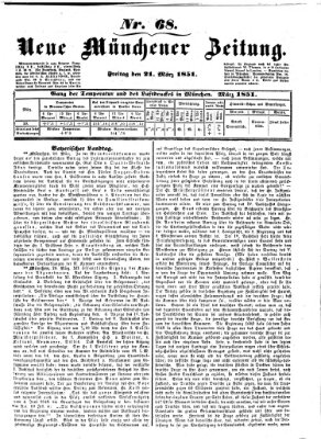 Neue Münchener Zeitung (Süddeutsche Presse) Freitag 21. März 1851