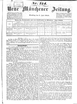 Neue Münchener Zeitung (Süddeutsche Presse) Dienstag 1. Juli 1851