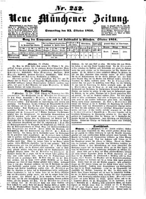 Neue Münchener Zeitung (Süddeutsche Presse) Donnerstag 23. Oktober 1851