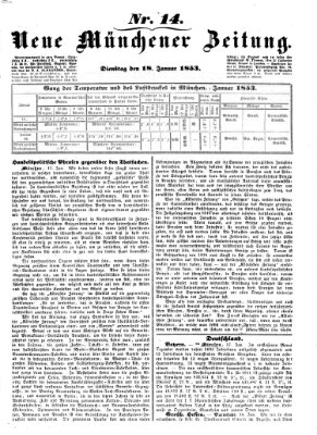Neue Münchener Zeitung (Süddeutsche Presse) Dienstag 18. Januar 1853