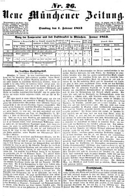 Neue Münchener Zeitung (Süddeutsche Presse) Dienstag 1. Februar 1853