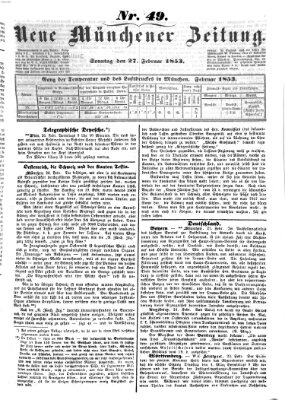 Neue Münchener Zeitung (Süddeutsche Presse) Sonntag 27. Februar 1853