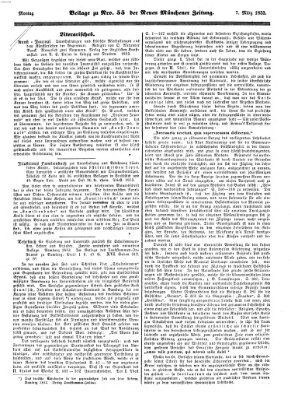 Neue Münchener Zeitung (Süddeutsche Presse) Montag 7. März 1853