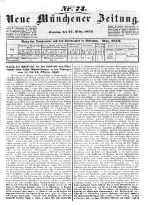 Neue Münchener Zeitung (Süddeutsche Presse) Sonntag 27. März 1853