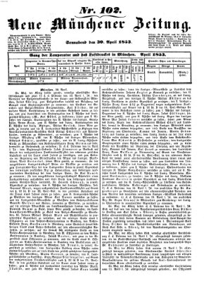 Neue Münchener Zeitung (Süddeutsche Presse) Samstag 30. April 1853