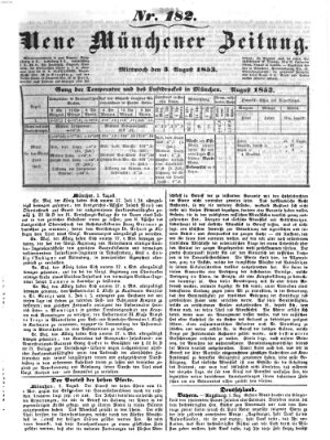 Neue Münchener Zeitung (Süddeutsche Presse) Mittwoch 3. August 1853