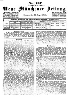 Neue Münchener Zeitung (Süddeutsche Presse) Samstag 20. August 1853
