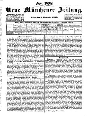 Neue Münchener Zeitung (Süddeutsche Presse) Freitag 2. September 1853