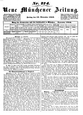 Neue Münchener Zeitung (Süddeutsche Presse) Freitag 18. November 1853