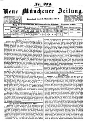 Neue Münchener Zeitung (Süddeutsche Presse) Samstag 19. November 1853