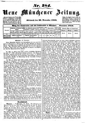 Neue Münchener Zeitung (Süddeutsche Presse) Mittwoch 30. November 1853