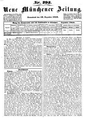 Neue Münchener Zeitung (Süddeutsche Presse) Samstag 10. Dezember 1853
